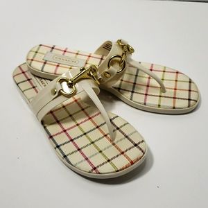 Coach Rikki Jelly Thong Sandals Cream Size 7.5B